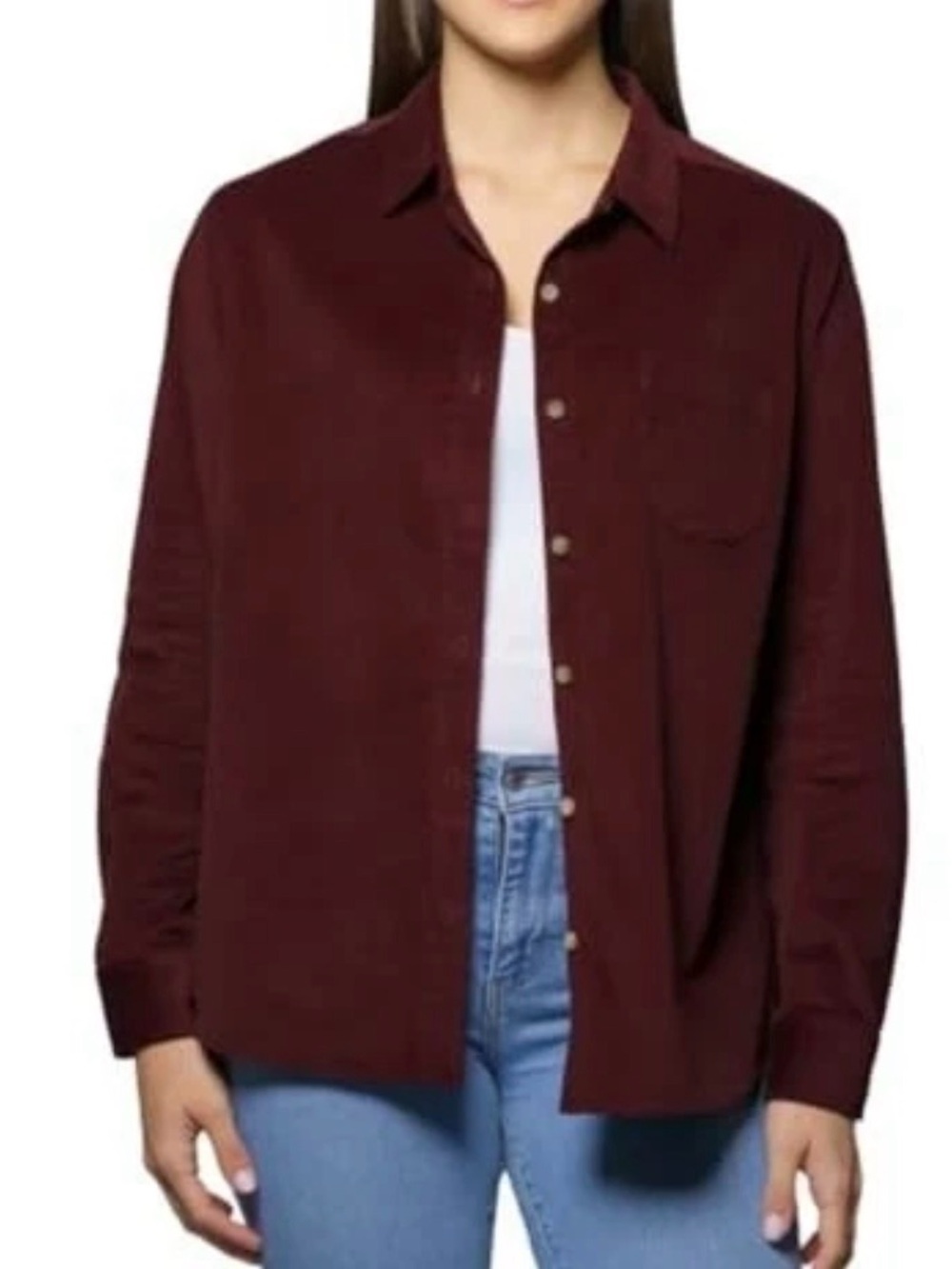 Jachs Girlfriend Ladies’ Mini Corduroy Button Up Shirt - size S